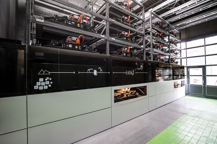 Audi batterilager af brugte bilbatterier på EUREF-Campus i Berlin