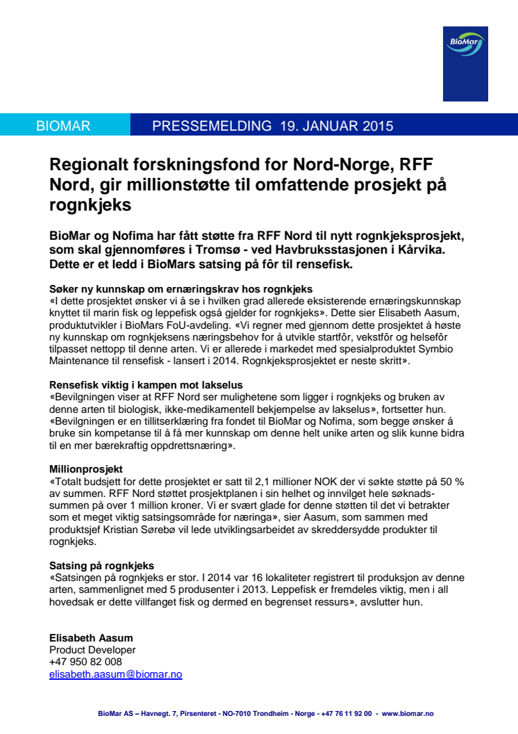 Millionstøtte til rognkjeksprosjekt