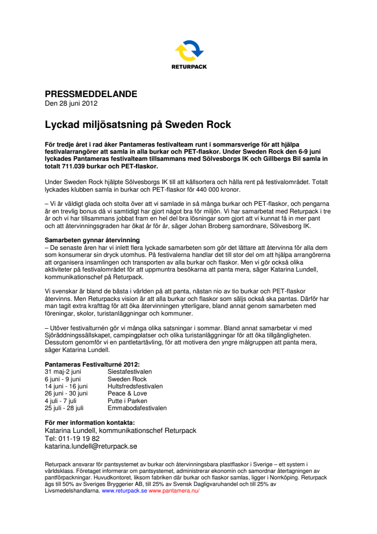 Lyckad miljösatsning på Sweden Rock