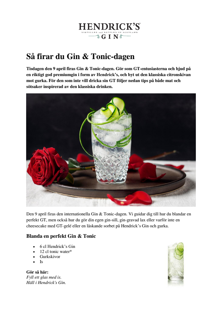 Så firar du Gin & Tonic-dagen