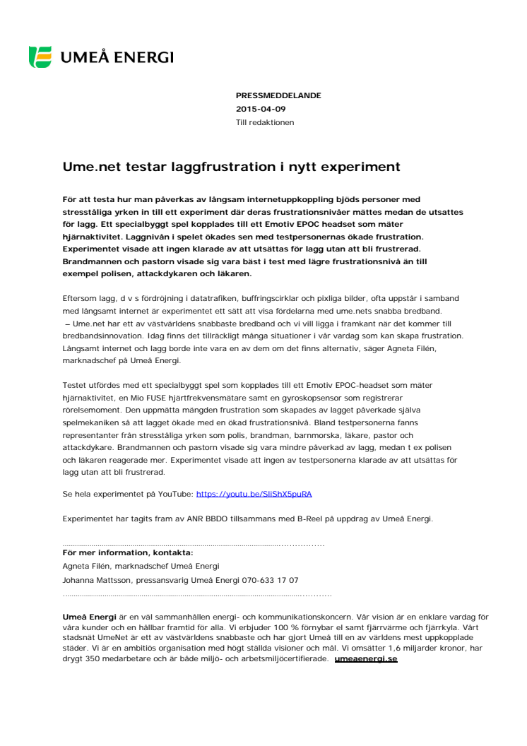 Ume.net testar laggfrustration i nytt experiment