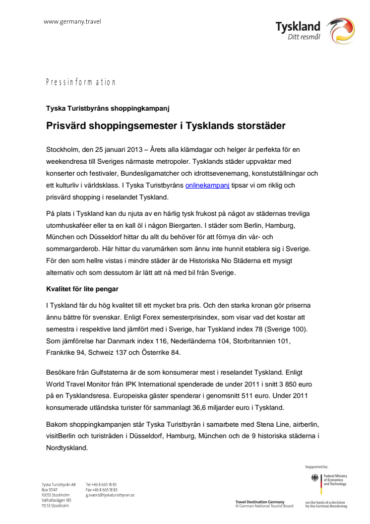 Prisvärd shoppingsemester i Tysklands storstäder