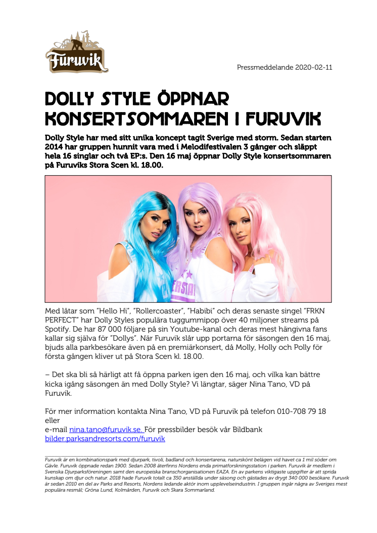 Dolly Style öppnar konsertsommaren i Furuvik