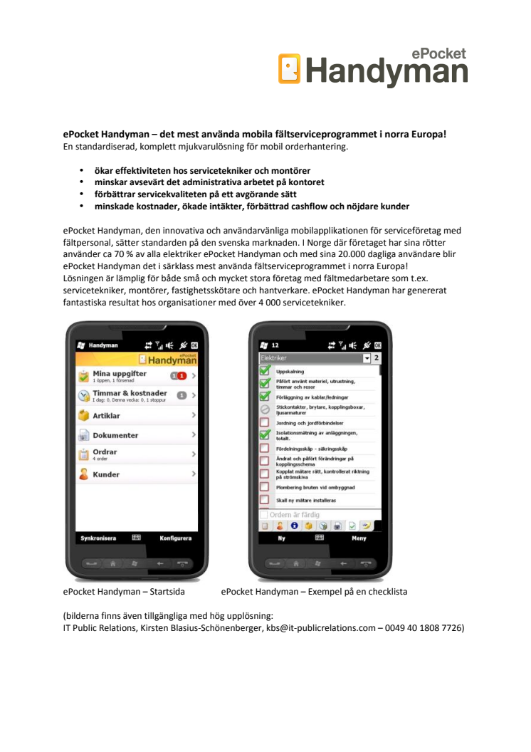ePocket Handyman – det mest använda mobila fältserviceprogrammet i norra Europa! 