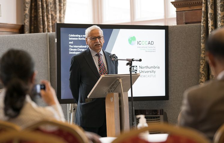 Prof Saleemul Huq of ICCCAD speaking at Northumbria University