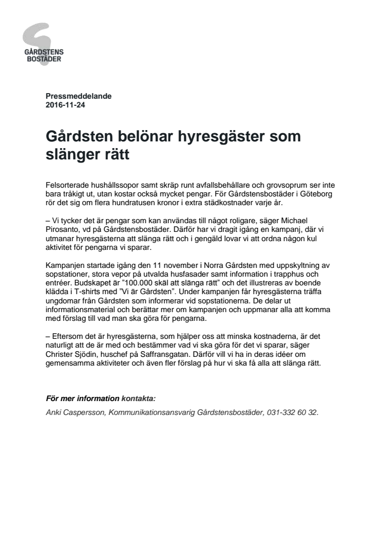 Gårdsten belönar hyresgäster som slänger rätt