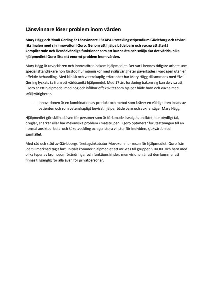 Länsvinnare löser problem inom vården