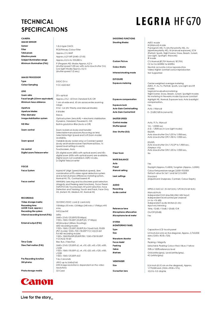 LEGRIA HF G70_PR Spec Sheet_EM_FINAL_Page_1