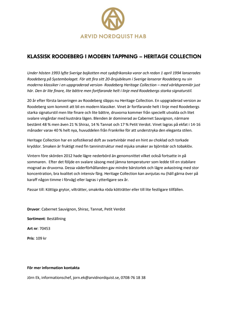 Klassisk Roodeberg i modern tappning – Heritage Collection