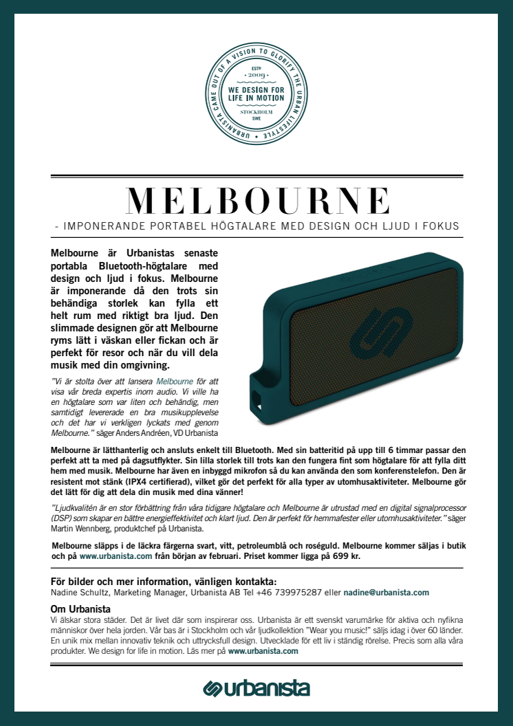 ​Melbourne - Imponerande portabel högtalare med design och ljud i fokus
