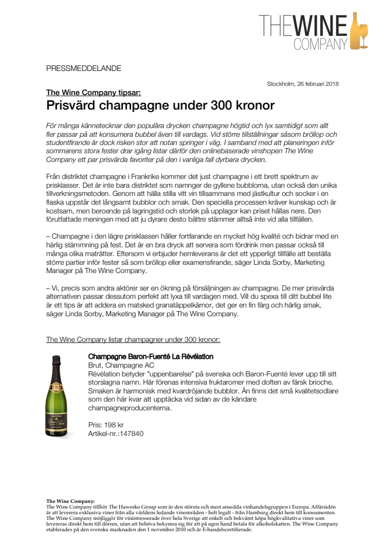 The Wine Company tipsar: Prisvärd champagne under 300 kronor