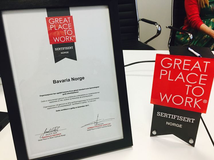 Bavaria sertifisert til Great Place to Work