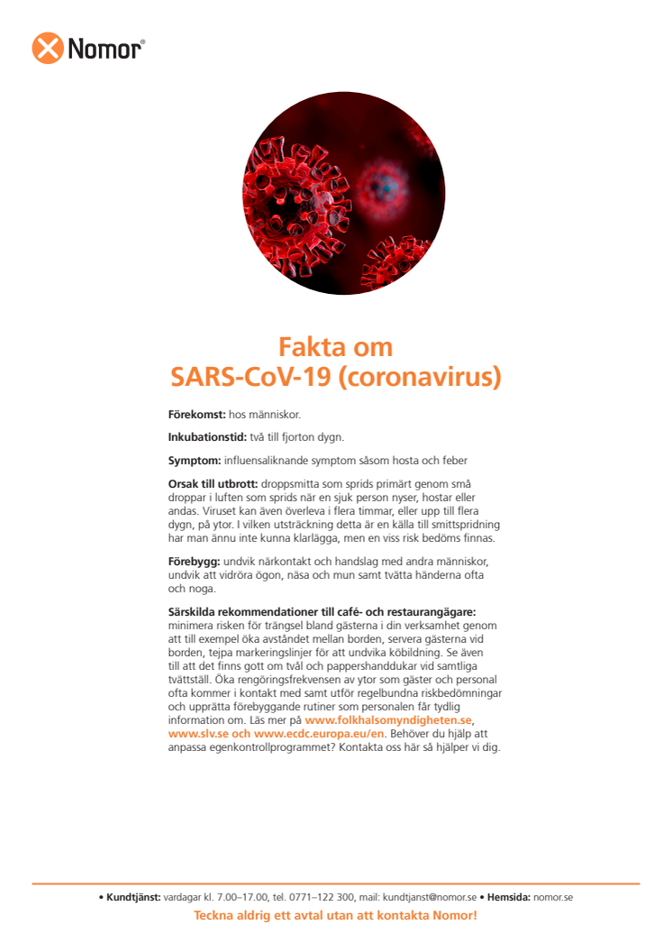 Fakta om SARS-CoV-19 (coronavirus)