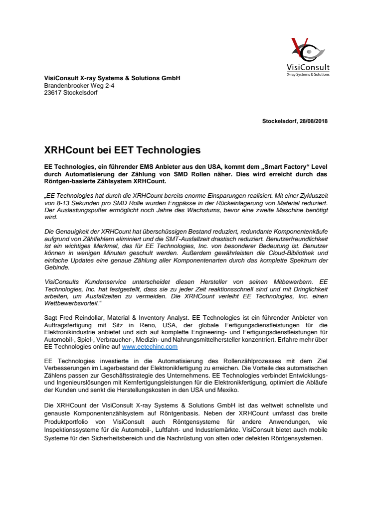 XRHCount bei EET Technologies