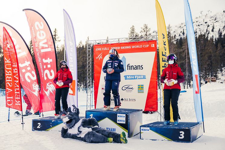 Dampallen under speedskivärldcup i Idre 12 mars 2022