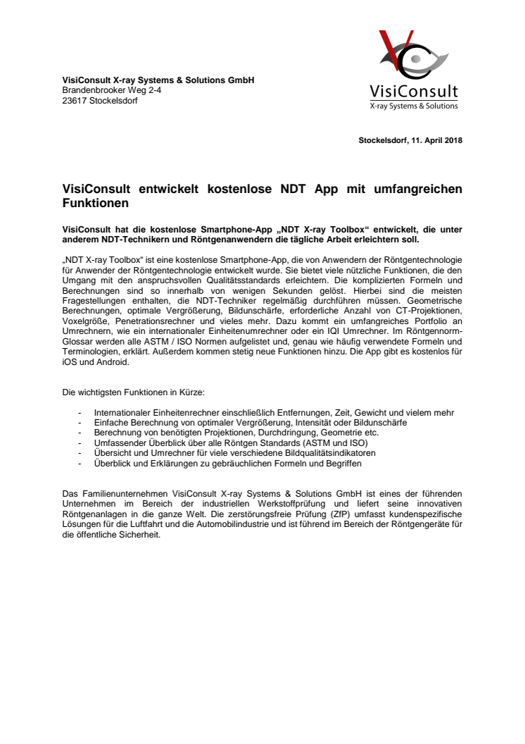 VisiConsult entwickelt kostenlose NDT App mit umfangreichen Funktionen 