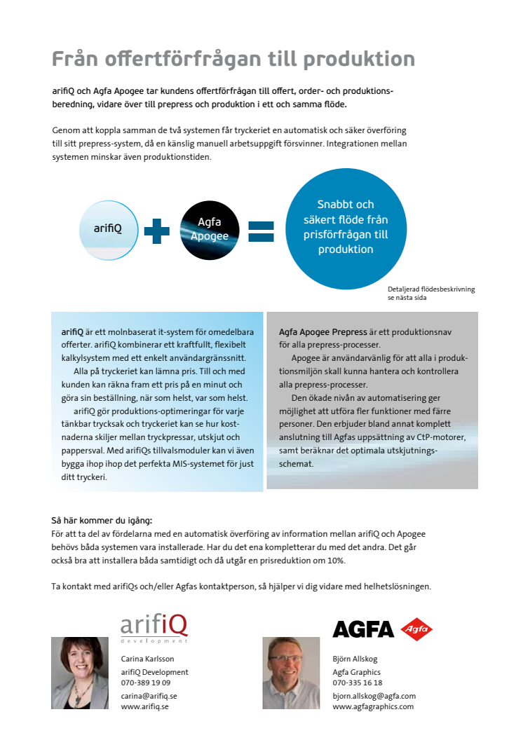 Infoblad arifiQ och Agfa