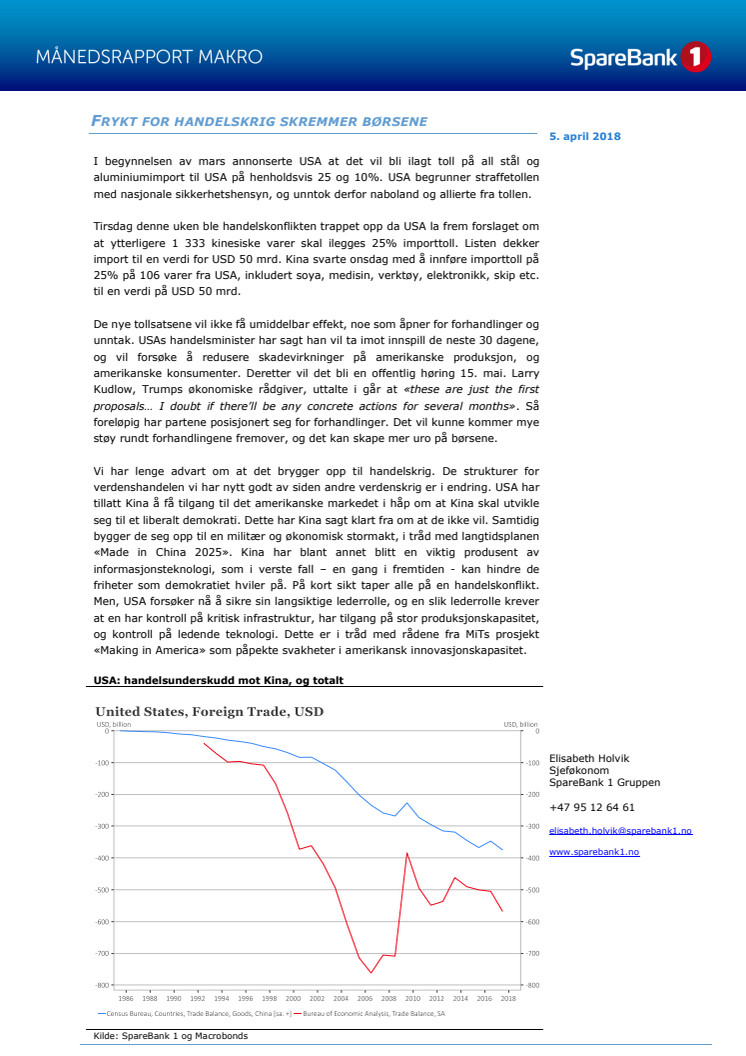 Makrorapport april 2018: FRYKT FOR HANDELSKRIG SKREMMER BØRSENE
