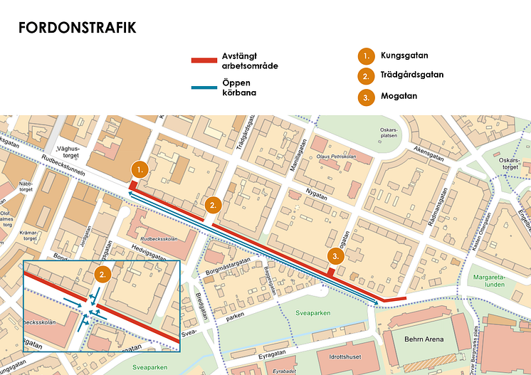 Karta Rudbecksgatan: fordonstrafik