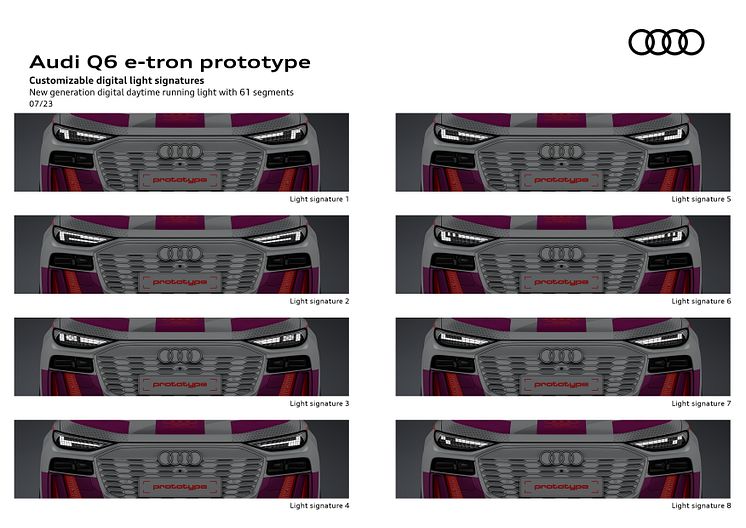 Audi Q6 e-tron prototype - lysteknologi