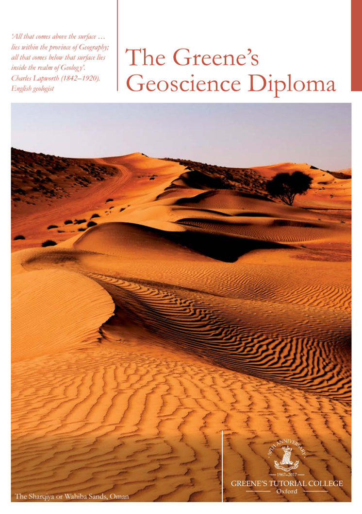 Greene's Tutorial College Geoscience Diploma Prospectus