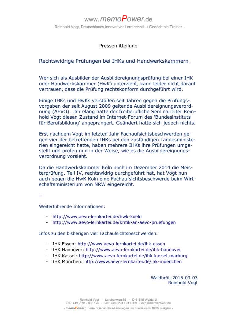 Rechtswidrige Prüfungen bei IHKs und Handwerkskammern