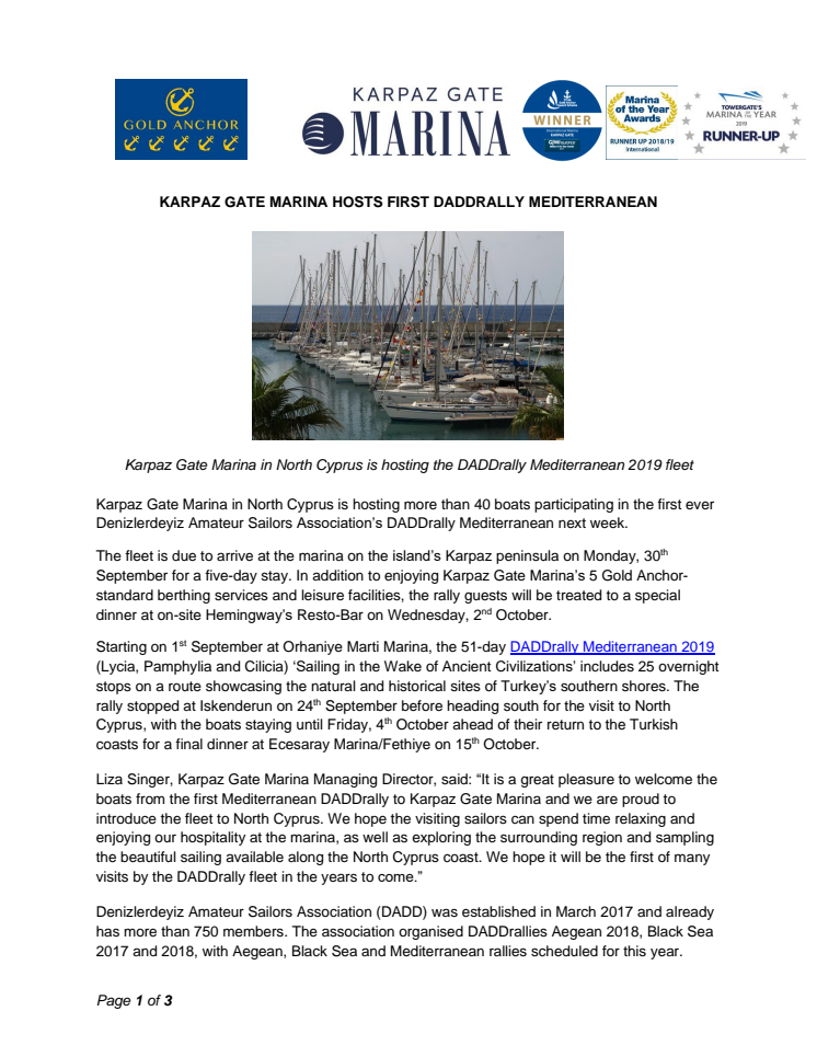 Karpaz Gate Marina Hosts First DADDrally Mediterranean