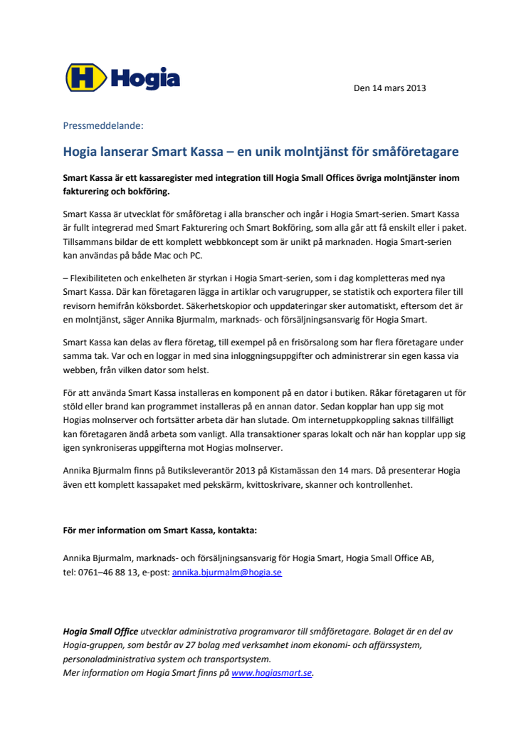 Hogia lanserar Smart Kassa – en unik molntjänst för småföretagare 