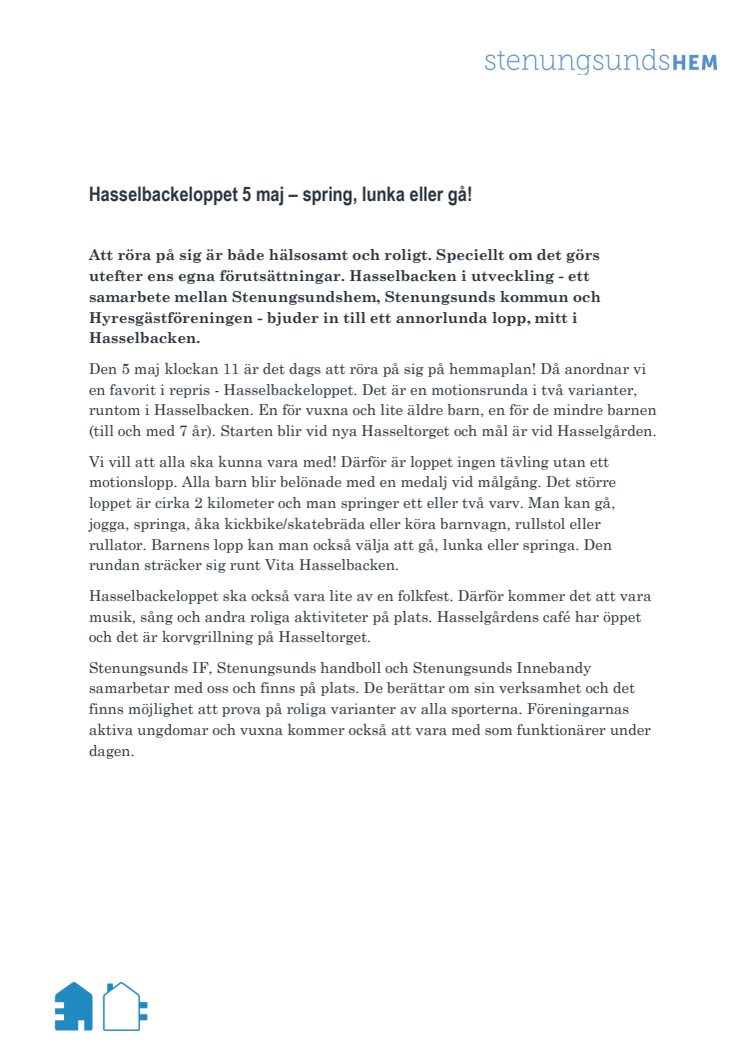 Hasselbackeloppet - spring, lunka eller gå den 6 maj