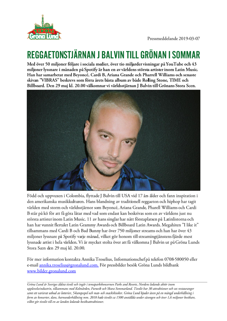 Reggaetonstjärnan J Balvin till Grönan i sommar