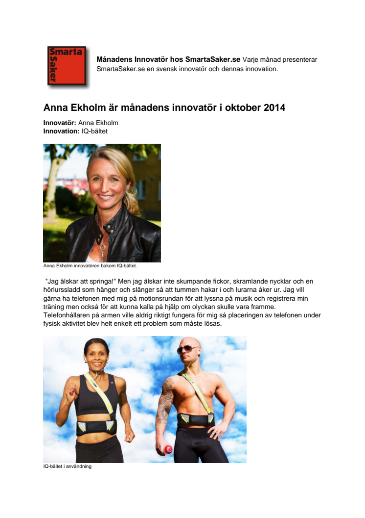 Anna Ekholm månadens innovatör i oktober.