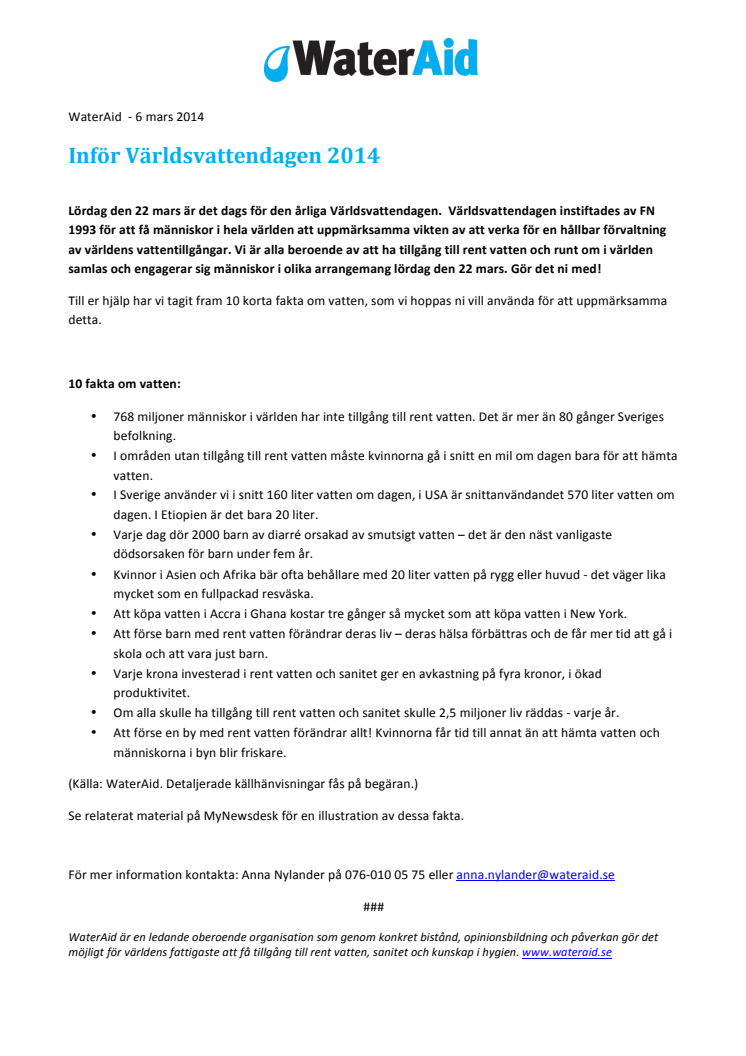 Inför Världsvattendagen 2014