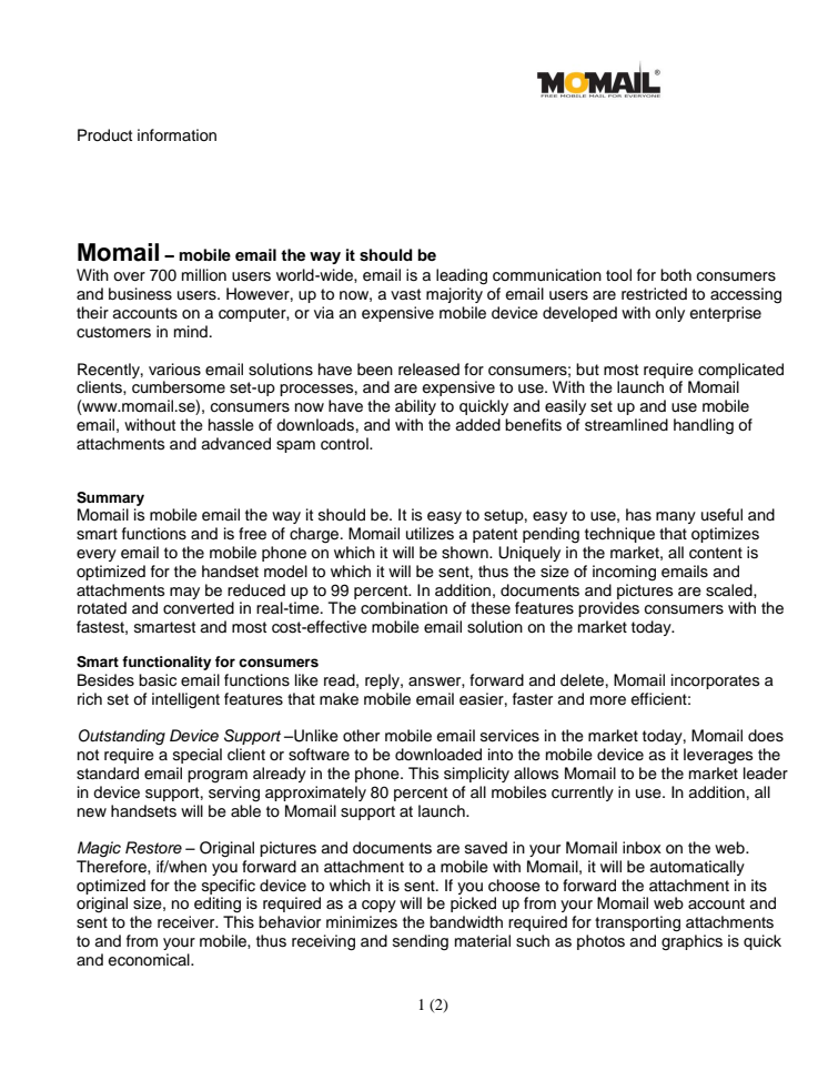 Momail product information (English version)