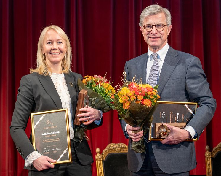 Kathrine Löfberg, ordförande i Löfbergs och Hans Stråberg, ordförande i Atlas Copco