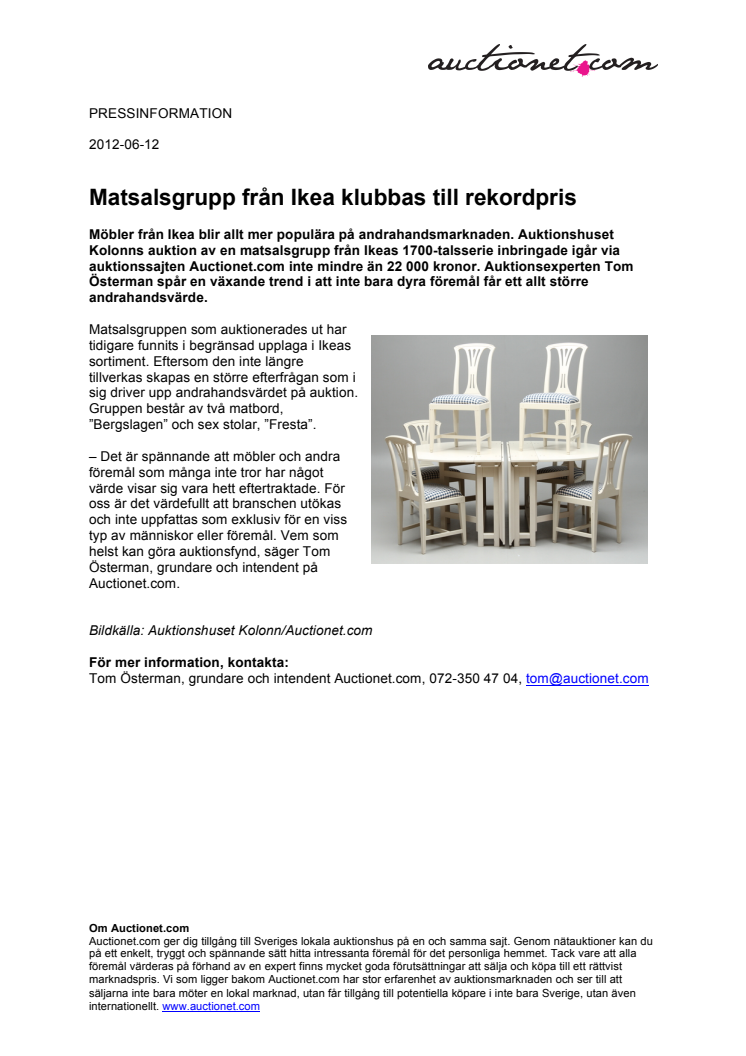 Matsalsgrupp från Ikea klubbas till rekordpris