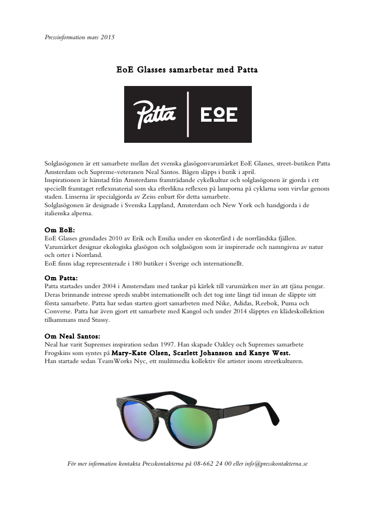 EoE Glasses samarbetar med street-butiken Patta Amsterdam