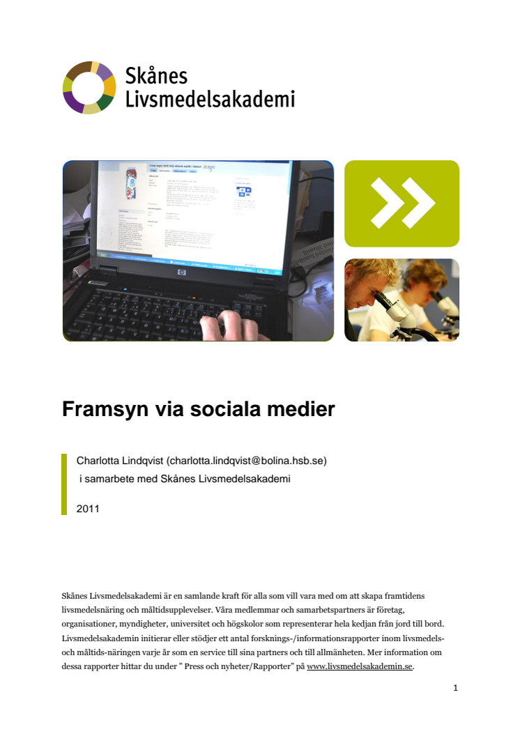 Skånes Livsmedelsakademis rapport - Framsyn via sociala medier