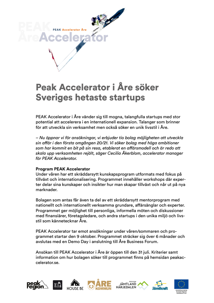 Peak Accelerator i Åre söker Sveriges hetaste startups