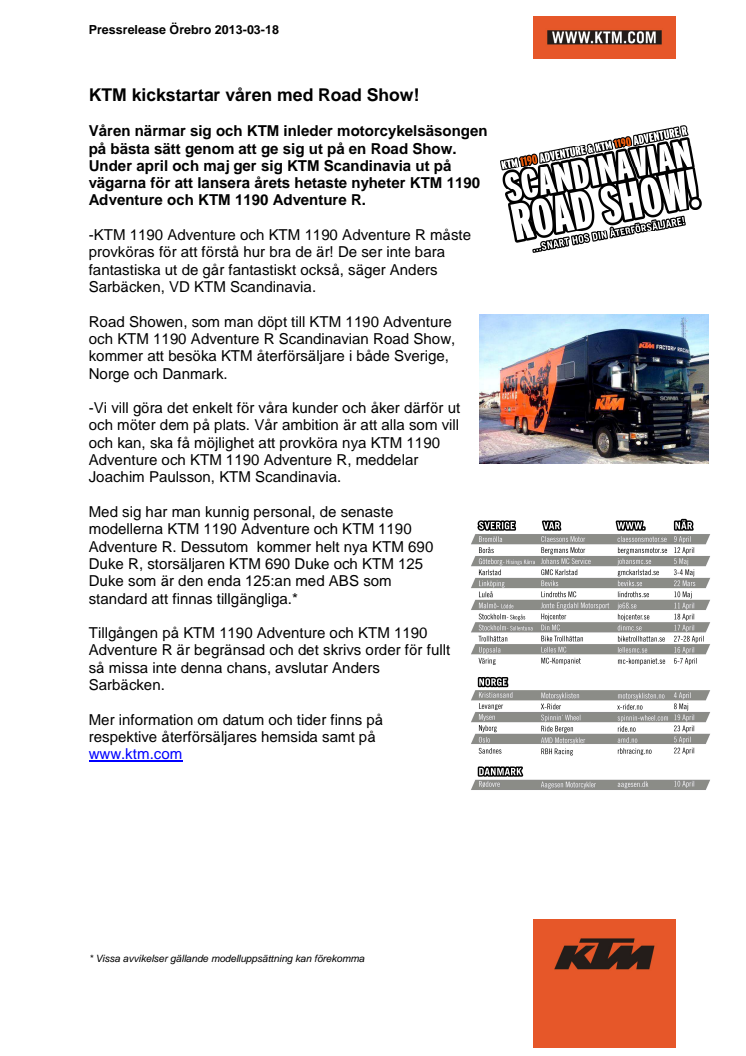 KTM kickstartar våren med Road Show!