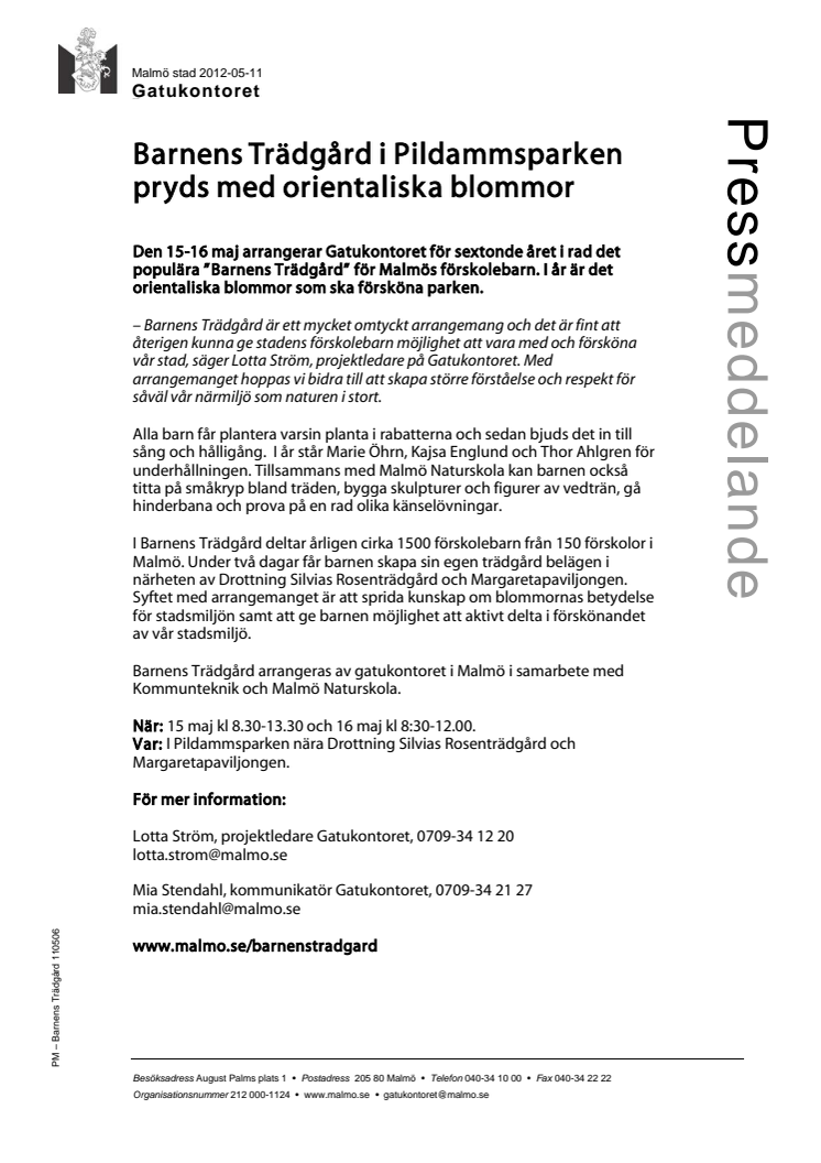 Barnens Trädgård i Pildammsparken pryds med orientaliska blommor