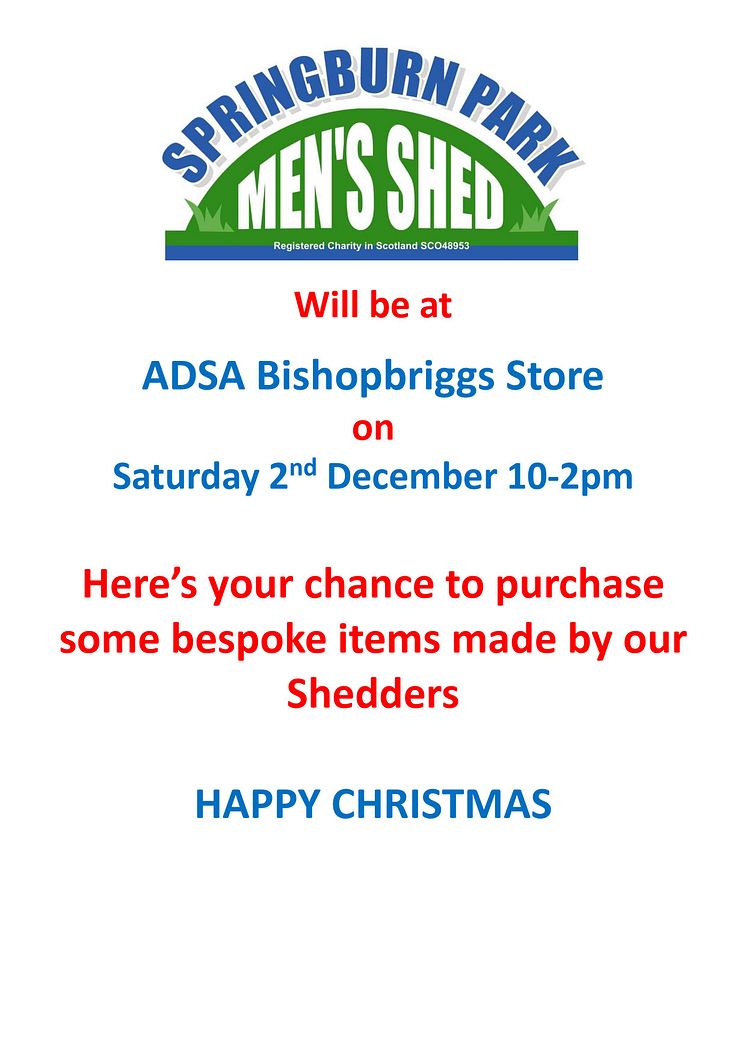 Springburn Men's Shed Christmas Pop-up 2023