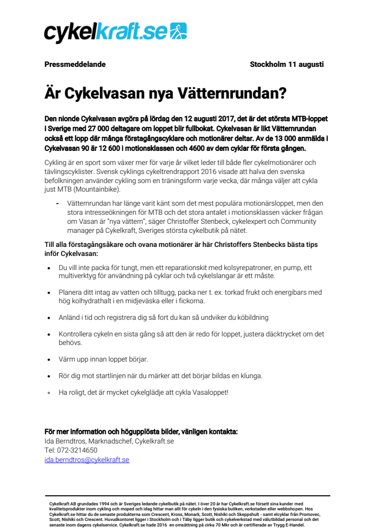 Är Cykelvasan nya Vätternrundan?