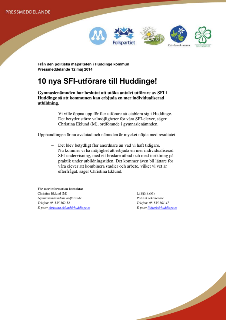 10 nya SFI-utförare till Huddinge!