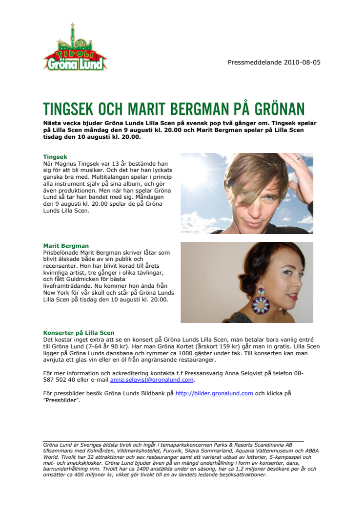 Tingsek och Marit Bergman på Grönan