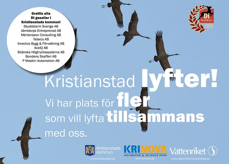 Kristianstad gratulerar gasellföretag 2015