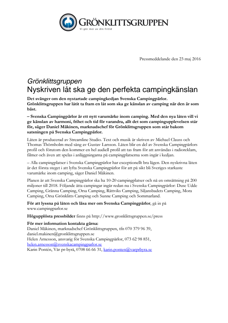 Nyskriven låt ska ge den perfekta campingkänslan