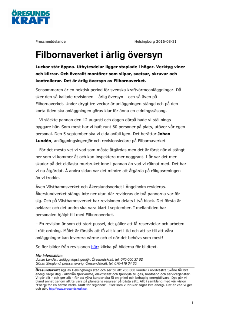 Filbornaverket i årlig översyn