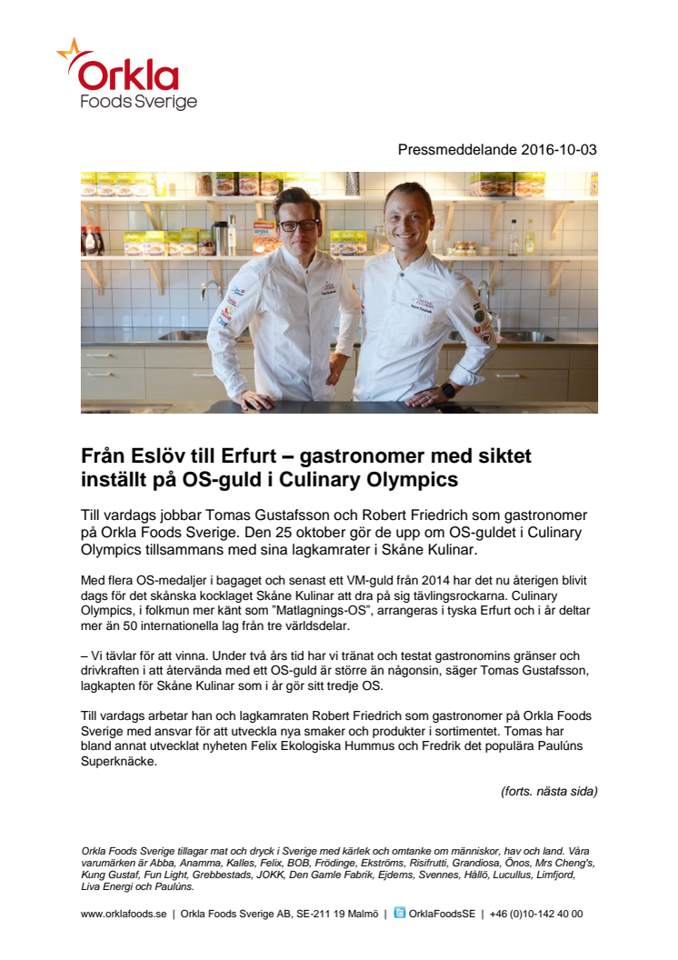 ​Från Eslöv till Erfurt – gastronomer med siktet inställt på OS-guld i Culinary Olympics