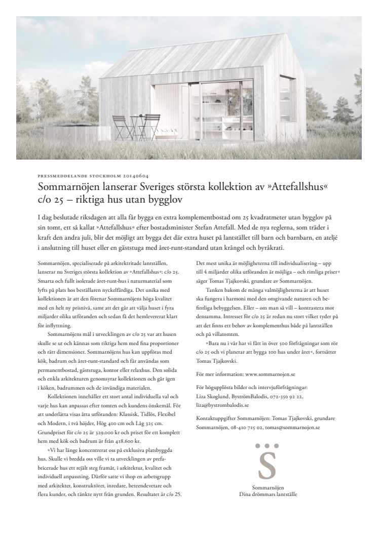 Sommarnöjen lanserar Sveriges största kollektion av Attefallshus – riktiga hus utan bygglov.
