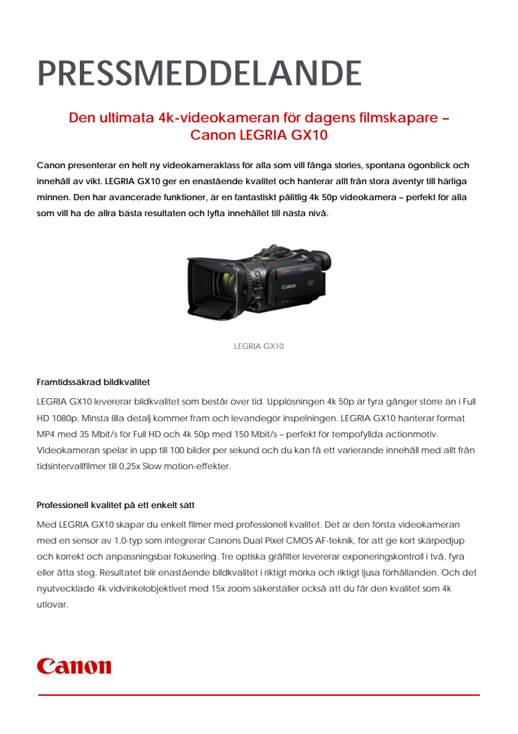 Den ultimata 4k-videokameran för dagens filmskapare – Canon LEGRIA GX10